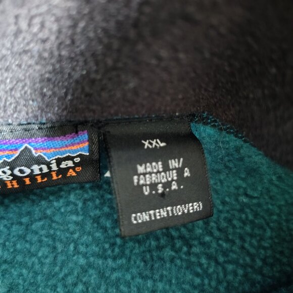 Vintage Patagonia Fleece Jacket Size XXL Green Deep Pile Wooly Pullover USA - Picture 3 of 13